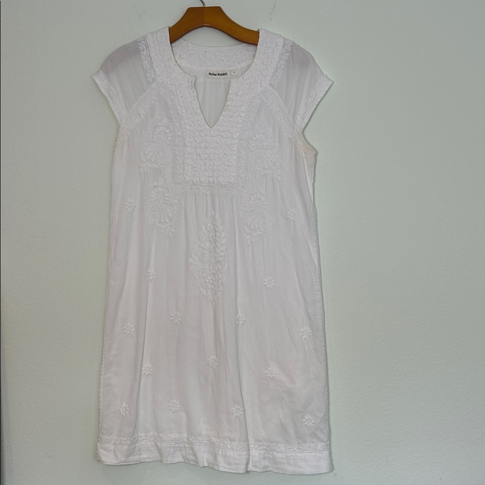Roller Rabbit Women’s Embroidered Boho Cotton Shift Dress Size Small